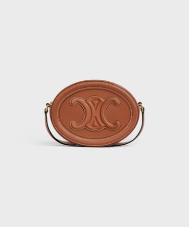 CROSSBODY OVAL PURSE CUIR TRIOMPHE IN SMOOTH CALFSKIN TAN