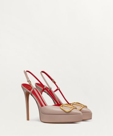 VLOGO SIGNATURE CALFSKIN SLINGBACK PLATFORM PUMP 120MM