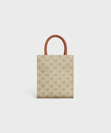 MINI VERTICAL CABAS IN TRIOMPHE CANVAS AND CALFSKIN GREGE
