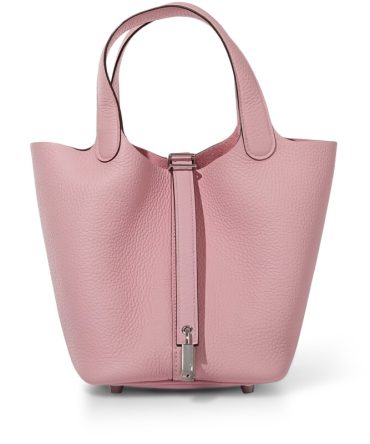 Hermes Rose Sakura Clemence Picotin Lock 18 Palladium Hardware