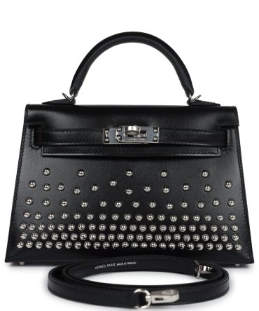 Hermes Kelly Sellier 20 Clouté Black Box Palladium Hardware