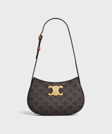 MEDIUM TILLY BAG IN TRIOMPHE CANVAS AND CALFSKIN TAN