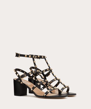 ROCKSTUD CALFSKIN ANKLE STRAP SANDAL 60 MM