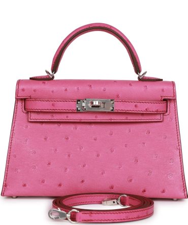 Hermes Kelly Sellier 20 Fuchsia Ostrich Palladium Hardware