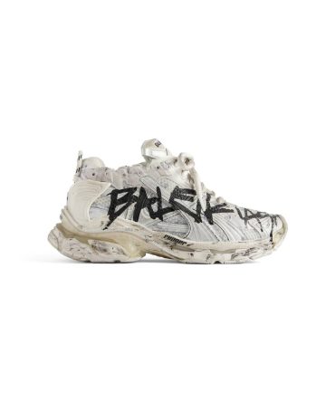 Mens Runner Graffiti Sneaker in White