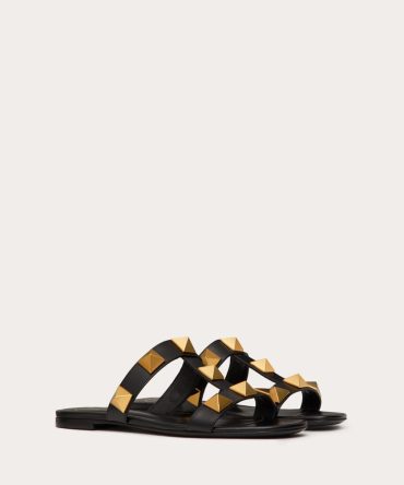 FLAT ROMAN STUD CALFSKIN SLIDE SANDAL
