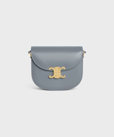 BESACE CLEA IN SHINY CALFSKIN BLUE GREY