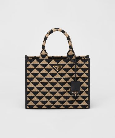 Small Prada Symbole Embroidered Fabric Handbag