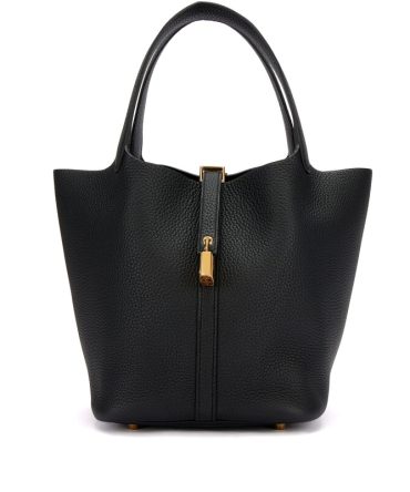 Hermes Black Clemence Picotin Lock 22 Gold Hardware