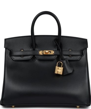 Hermes Birkin 25 Black Box Gold Hardware