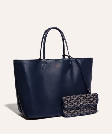 Goyard Goyardine Navy Blue Anjou PM Reversible Tote Bag Palladium Hardware