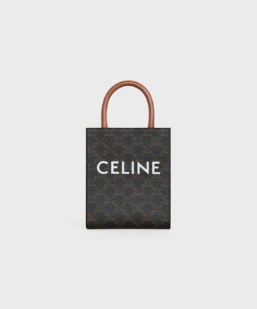 MINI VERTICAL CABAS IN TRIOMPHE CANVAS AND CALFSKIN WITH CELINE PRINT TAN