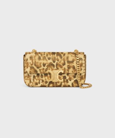 CHAIN SHOULDER BAG CLAUDE IN TRIOMPHE CANVAS WITH LEOPARD PRINT LEOPARD