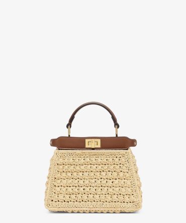 Fendi Peekaboo ISeeU Petite Brown leather and interlaced fiber bag