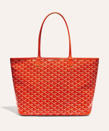 Goyard Artois Tote MM Orange Goyardine Canvas & Chevroches Calfskin Palladium Hardware