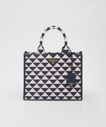 Small Prada Symbole Embroidered Fabric Handbag