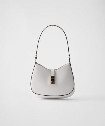 Prada Cleo Brushed Leather Shoulder Bag With Clasp Closure