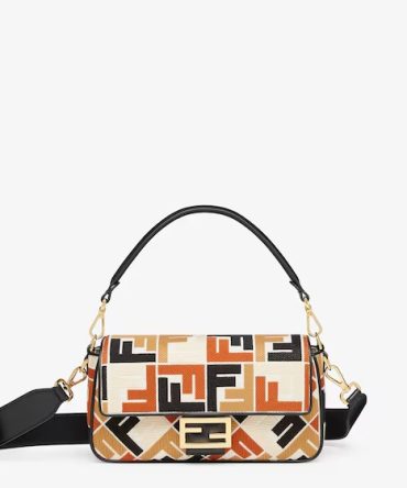 Baguette Canvas Bag With Multicolor FF Embroidery