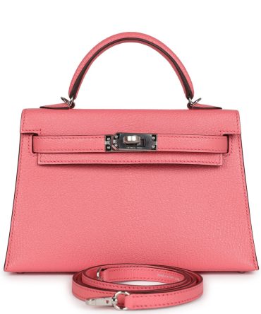 Hermes Kelly Sellier 20 Rose D’Ete Verso Chevre Palladium Hardware