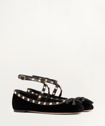 ROCKSTUD VELVET BALLERINA