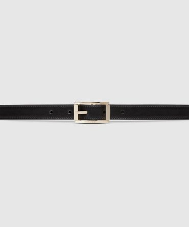 Reversible thin belt with rectangular buckle