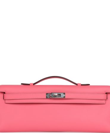 Hermes Kelly Cut Rose Azalee Swift Palladium Hardware