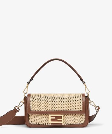 Baguette Brown Leather and Macramé Bag