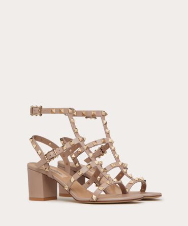 ROCKSTUD CALFSKIN ANKLE STRAP SANDAL 60 MM