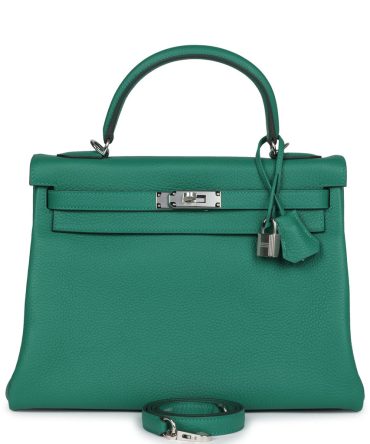 Hermes Kelly Retourne 32 Vert Vertigo Clemence Palladium Hardware