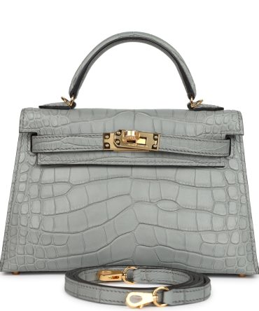 Hermes Kelly Sellier 20 Gris Ciment Matte Alligator Gold Hardware