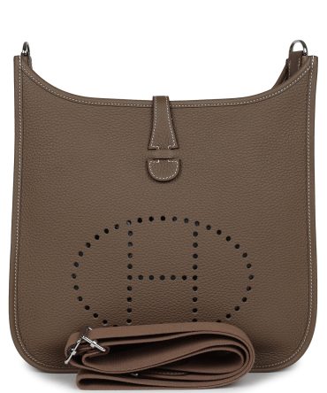 Hermes Evelyne III PM Etoupe Clemence Palladium Hardware