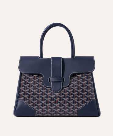 Goyard Saigon Tote Navy Blue Goyardine Canvas Palladium Hardware