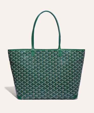 Goyard Artois Tote MM Green Goyardine Canvas & Chevroches Calfskin Palladium Hardware