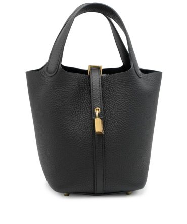 Hermes Black Clemence Picotin Lock 18 Gold Hardware