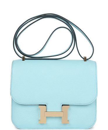 Hermes Constance 18 Bleu Zephyr Chevre Permabrass Hardware