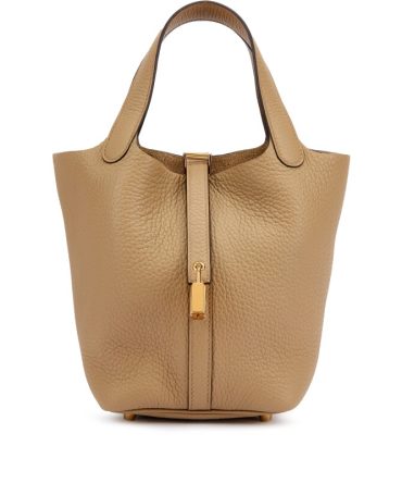 Hermes Beige Marfa Clemence Picotin Lock 18 Gold Hardware