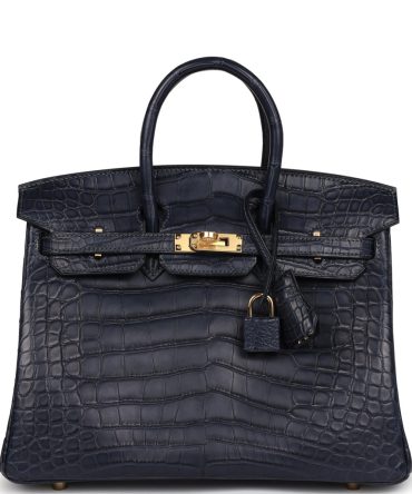 Hermes Birkin 25 Bleu Indigo Matte Alligator Gold Hardware