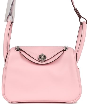 Hermes Mini Lindy Rose Sakura Swift Palladium Hardware