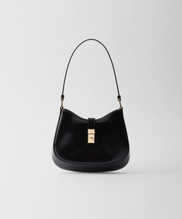 Prada Cleo Brushed Leather Shoulder Bag With Clasp Closure