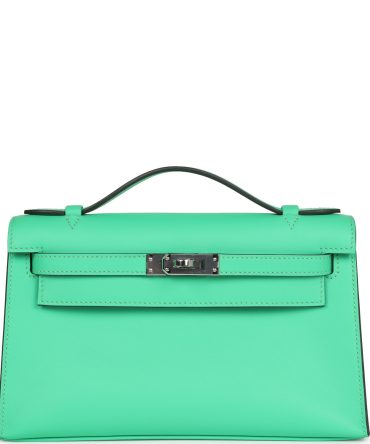 Hermes Kelly Pochette Vert Comics Swift Palladium Hardware