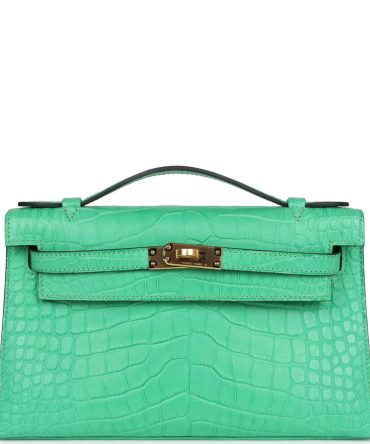 Hermes Kelly Pochette Vert Comics Matte Alligator Gold Hardware