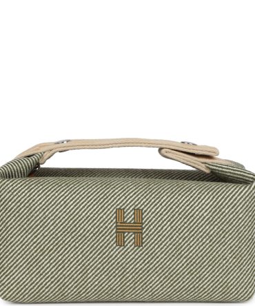 Hermes Bride-A-Brac PM Vert Foret H Natte Canvas and Wool Palladium Hardware