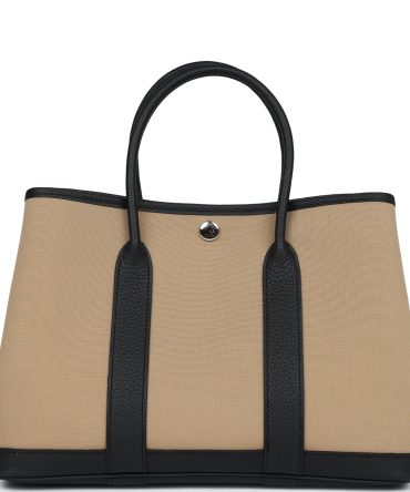 Hermes Garden Party 30 Trench Toile and Black Negonda Palladium Hardware