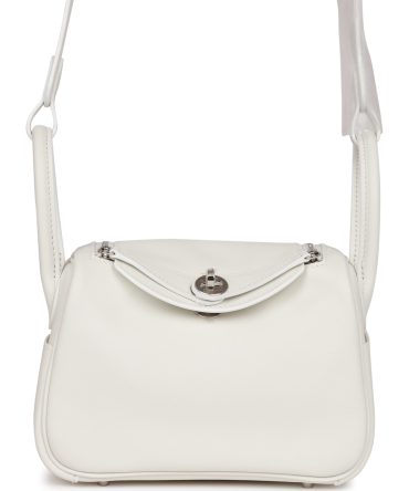 Hermes Mini Lindy White Swift Palladium Hardware