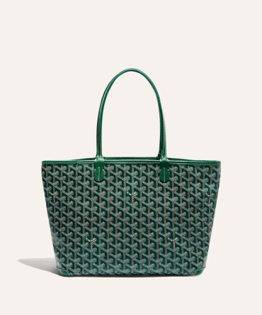 Goyard Goyardine Artois Tote PM Green Canvas & Chevroches Calfskin Palladium Hardware