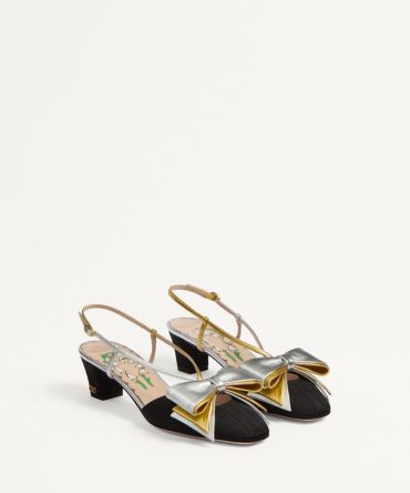 BOWOW SLINGBACK PUMPS IN MOIR?? FABRIC 45MM