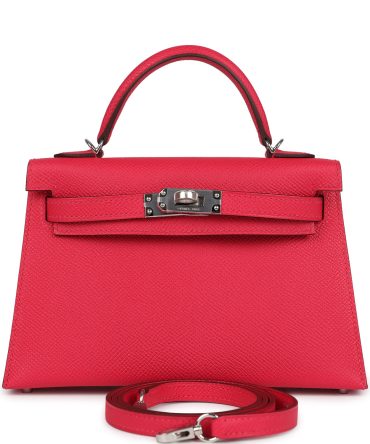 Hermes Kelly Sellier 20 Rose Extreme Epsom Palladium Hardware