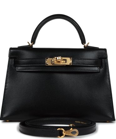 Hermes Kelly Sellier 20 Black Box Gold Hardware