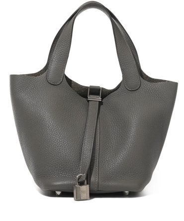 Hermes Gris Meyer Clemence Picotin Lock 18 Palladium Hardware