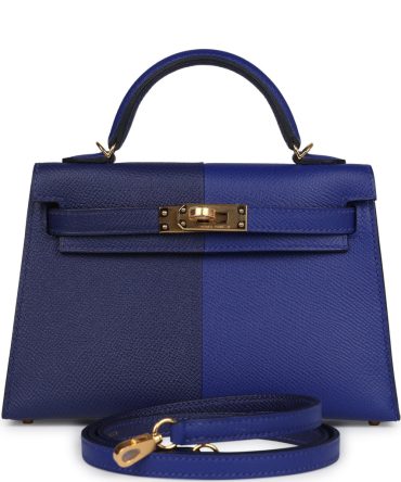 Hermes Kelly Sellier 20 Bleu Electric and Bleu Encre Epsom Gold Hardware